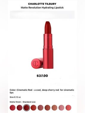 New Charlotte Tilbury Matte Revolution Hydrating Lipstick - Cinematic Red